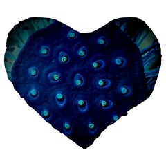 Blue Plant Large 19  Premium Flano Heart Shape Cushions by InsanityExpressed