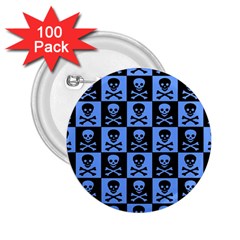 Blue Skull Checkerboard 2.25  Buttons (100 pack) 