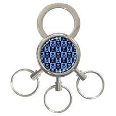 Blue Skull Checkerboard 3-Ring Key Chains