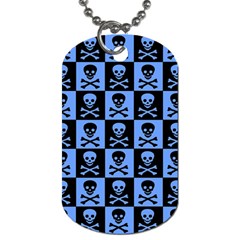 Blue Skull Checkerboard Dog Tag (One Side)