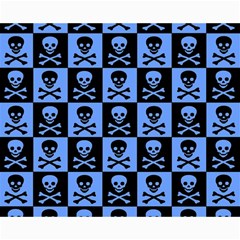 Blue Skull Checkerboard Collage 8  X 10  by ArtistRoseanneJones