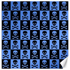 Blue Skull Checkerboard Canvas 16  x 16  