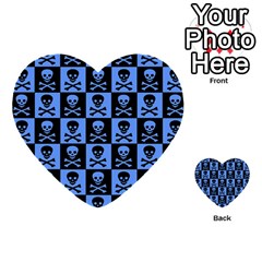 Blue Skull Checkerboard Multi-purpose Cards (Heart) 