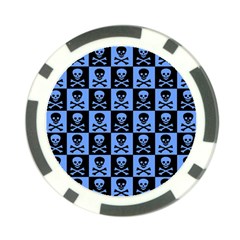 Blue Skull Checkerboard Poker Chip Card Guards (10 pack) 