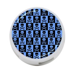 Blue Skull Checkerboard 4-port Usb Hub (two Sides)  by ArtistRoseanneJones