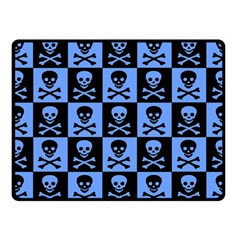 Blue Skull Checkerboard Fleece Blanket (small) by ArtistRoseanneJones