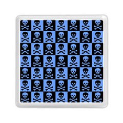 Blue Skull Checkerboard Memory Card Reader (square)  by ArtistRoseanneJones