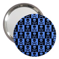 Blue Skull Checkerboard 3  Handbag Mirrors