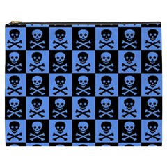 Blue Skull Checkerboard Cosmetic Bag (XXXL) 