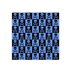 Blue Skull Checkerboard Satin Bandana Scarf by ArtistRoseanneJones