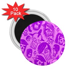 Purple Skull Sketches 2 25  Magnets (10 Pack)  by ArtistRoseanneJones