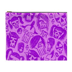 Purple Skull Sketches Cosmetic Bag (xl) by ArtistRoseanneJones