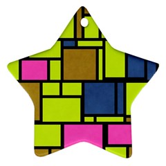 Squares And Rectangles Star Ornament (two Sides) by LalyLauraFLM