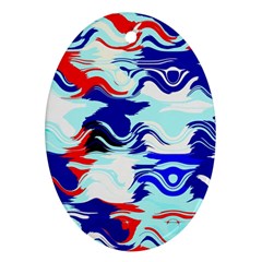 Wavy Chaos Oval Ornament (two Sides)