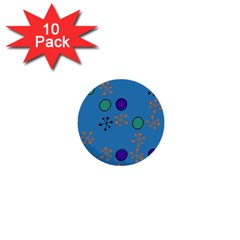 Circles And Snowflakes 1  Mini Button (10 Pack)  by LalyLauraFLM