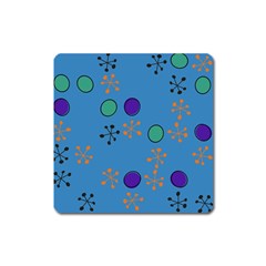 Circles And Snowflakes Magnet (square) by LalyLauraFLM