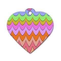 Pastel Waves Pattern Dog Tag Heart (one Side) by LalyLauraFLM