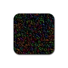 Colorful Transparent Shapes Rubber Square Coaster (4 Pack)