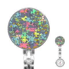 Pastel Scattered Pieces Stainless Steel Nurses Watch by LalyLauraFLM