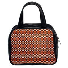 Brown Orange Rhombus Pattern Classic Handbag (two Sides) by LalyLauraFLM