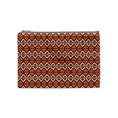 Brown Orange Rhombus Pattern Cosmetic Bag (medium) by LalyLauraFLM