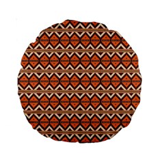 Brown Orange Rhombus Pattern Standard 15  Premium Round Cushion  by LalyLauraFLM