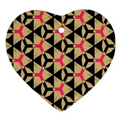 Shapes In Triangles Pattern Heart Ornament (two Sides) by LalyLauraFLM