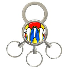Colorful Distorted Shapes 3-ring Key Chain