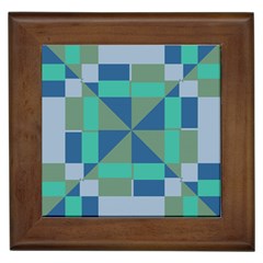 Green Blue Shapes Framed Tile by LalyLauraFLM