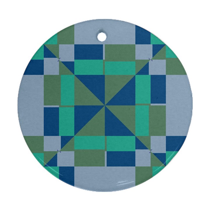 Green blue shapes Ornament (Round)