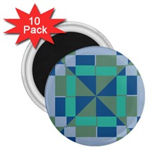 Green Blue Shapes 2 25  Magnet (10 Pack) by LalyLauraFLM