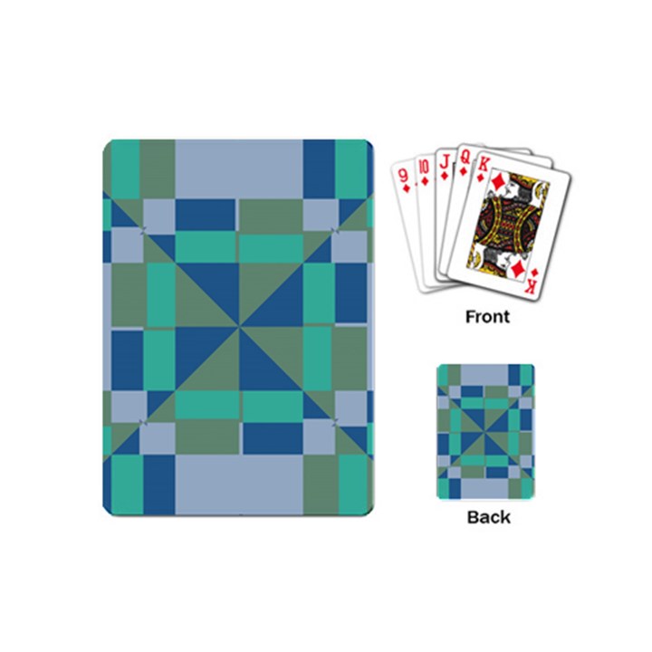 Green blue shapes Playing Cards (Mini)