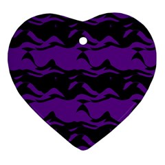 Mauve Black Waves Ornament (heart) by LalyLauraFLM