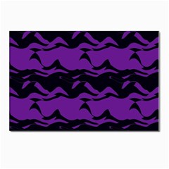 Mauve Black Waves Postcard 4 x 6  (pkg Of 10) by LalyLauraFLM