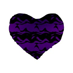 Mauve Black Waves Standard 16  Premium Heart Shape Cushion  by LalyLauraFLM