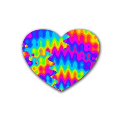 Amazing Acid Rainbow Rubber Coaster (heart)  by KirstenStar