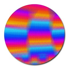 Psychedelic Rainbow Heat Waves Round Mousepads by KirstenStar