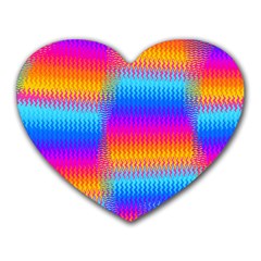 Psychedelic Rainbow Heat Waves Heart Mousepads by KirstenStar