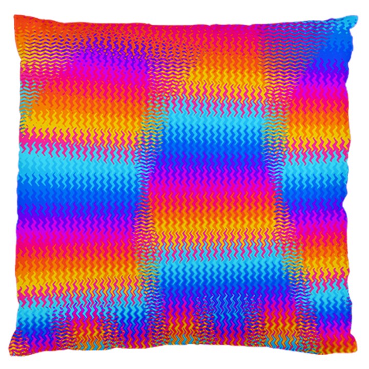 Psychedelic Rainbow Heat Waves Large Flano Cushion Cases (One Side) 