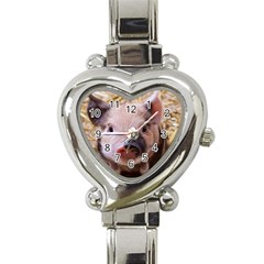 Sweet Piglet Heart Italian Charm Watch