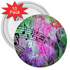 Abstract Music  3  Buttons (10 Pack) 