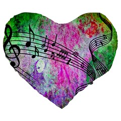 Abstract Music  Large 19  Premium Flano Heart Shape Cushions