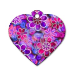 Pretty Floral Painting Dog Tag Heart (Two Sides)