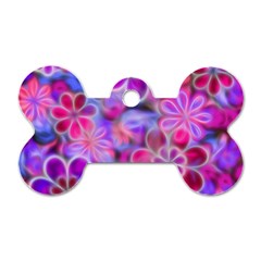 Pretty Floral Painting Dog Tag Bone (Two Sides)