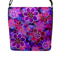 Pretty Floral Painting Flap Messenger Bag (L) 