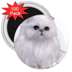 White Persian Cat Clipart 3  Magnets (100 Pack) by AlteredStates
