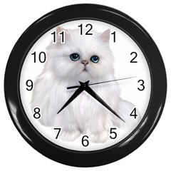 White Persian Cat Clipart Wall Clocks (black)