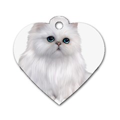 White Persian Cat Clipart Dog Tag Heart (two Sides)