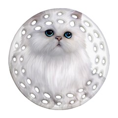 White Persian Cat Clipart Ornament (round Filigree) 