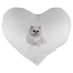 White Persian Cat Clipart Large 19  Premium Heart Shape Cushions